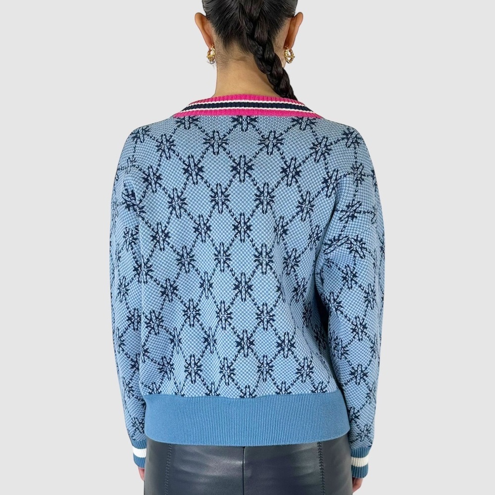 KERRI ROSENTHAL Patterned V-Neck Liv Cardigan - Size M - Picture 2 of 10